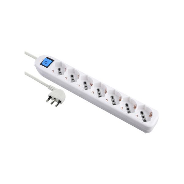 Electraline 62078 Multipresa universale 7 posti cavo MT 1,5 Bianca