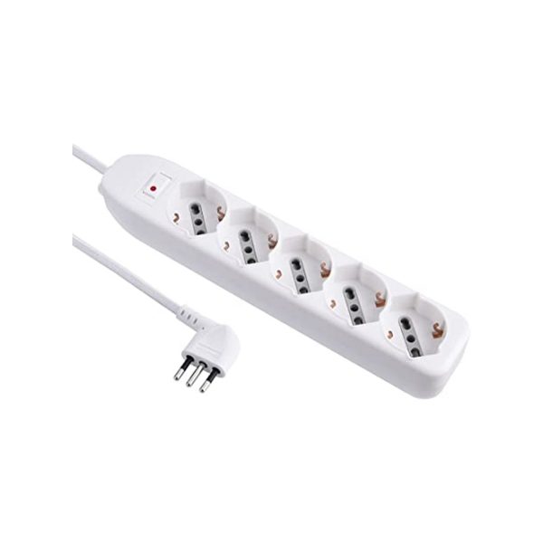 Electraline 62070 Multipresa universale 5 posti cavo mt 1,5 – Bianca