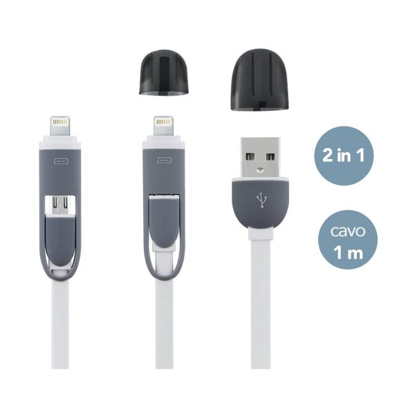Electraline 500332 Cavo 1mt smart phone micro usb + adattatore Iphone